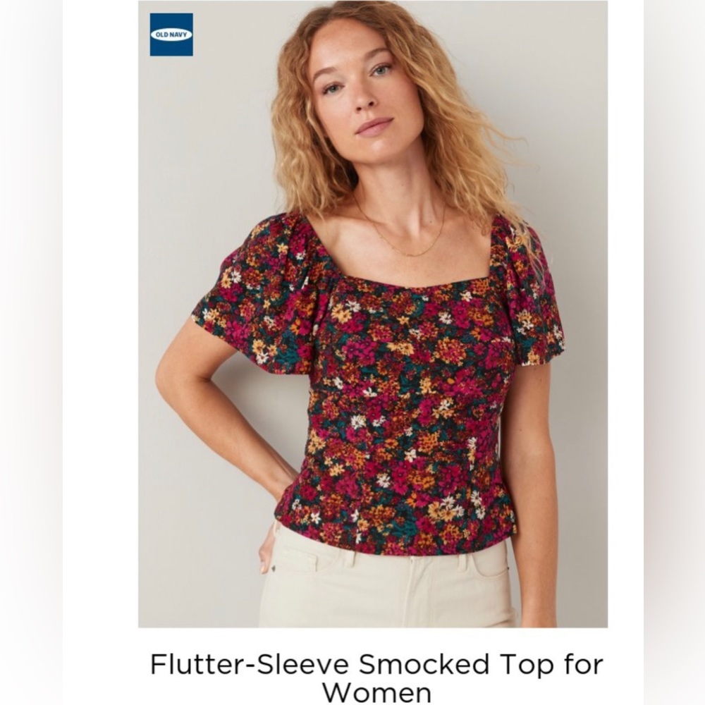 NWT Old Navy Flutter Sleeve Smocked Top- Size Medium